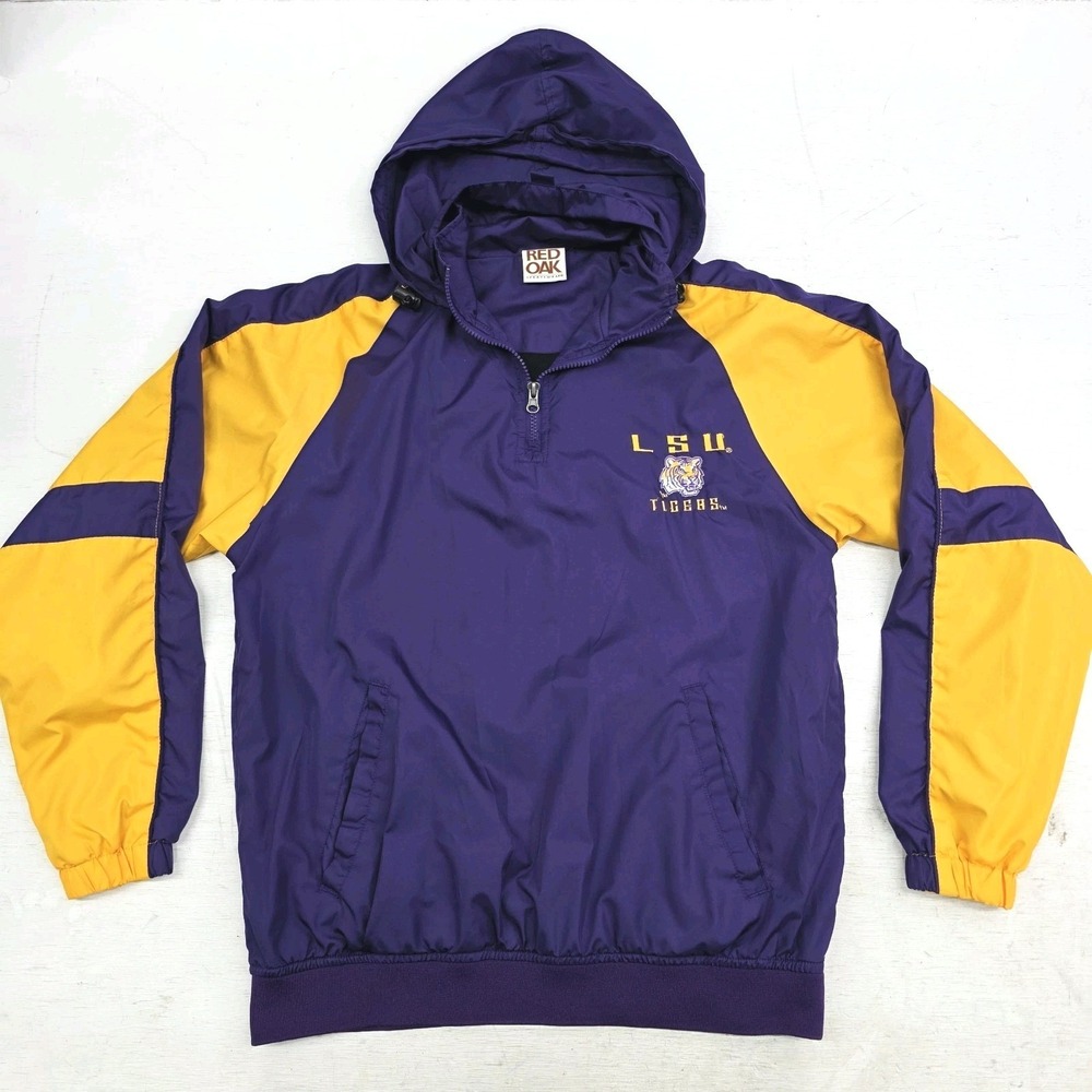 LSU Tigers Pullover Jacket Windbreaker‎ Louisiana State NCAA Red Oak Men's Sz S